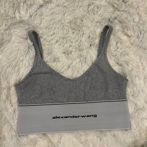 ALEXANDER WANG/ logo elastic bra in ribbed jersey (L)